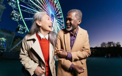 Storytelling image of a multiethnic senior couple in love